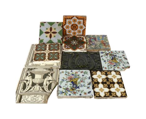 A quantity of Art Nouveau and various other ceramic tiles, including Minton's etc, largest 20cm 