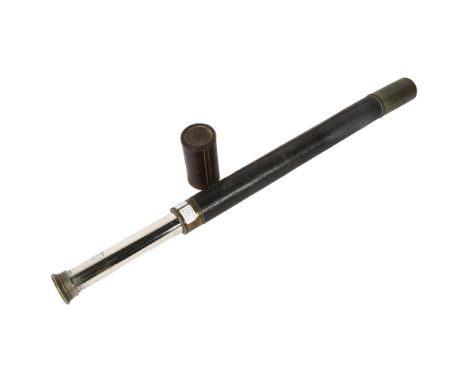 Negretti & Zambra nickel plate and leather-covered single-draw telescope, dated 1891, length closed 46cm 
