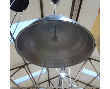 A mid-century pendant hanging light fitting, and a made for Habitat black metal light fitting (2), largest height 47cm, diame
