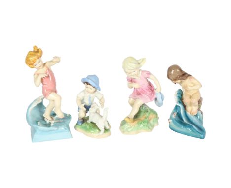 A set of 4 Royal Worcester Months of the Year children figures - August, March, September and July 
