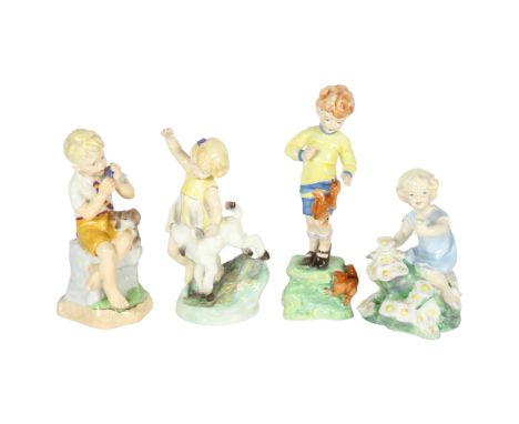 A set of 4 Royal Worcester Months of the Year children figures - June, May, October and April 