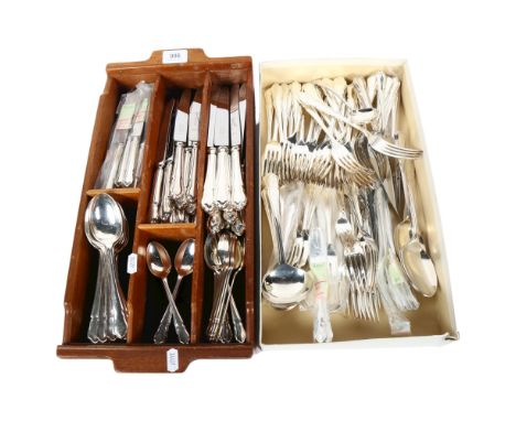 GEORGE BUTLER - a 12-place set of silver plated cutlery, including serving spoons, ladle and cake slice, originally purchased