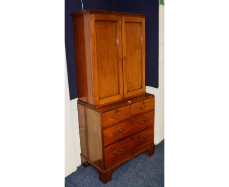 A George III mahogany chest of drawers, with two short over two long drawers raised on bracket supports, 81cm high x 81cm wid