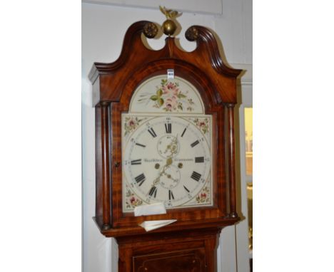 An early Victorian longcase clock, by William McEwan, Auchterarder 1840-55, with broken swan pediment, brass eagle surmount, 