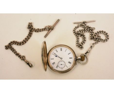 A silver pocket watch, hallmarks for Birmingham 1912, maker 'WE', with white enamel dial, Roman numerals and subsidiary secon
