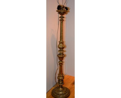 A gilt painted floor lamp, raised on reeded and turned column ending in carved circular base, 62cm high