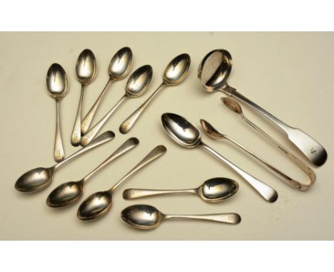 A set of ten mid 20th century silver teaspoons, Sheffield 1939, Cooper Brothers & Sons Ltd, each engraved B, including an Edi