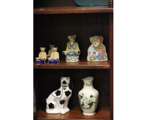 A Royal Worcester money box, along with Mason's vase, Staffordshire style figure and other items 