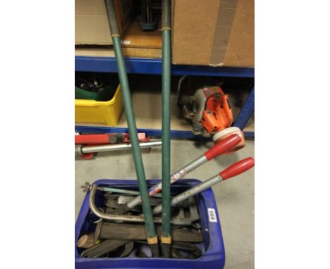 Quantity of tools to include heavy duty wedges, edging clippers, ring spanners etc
