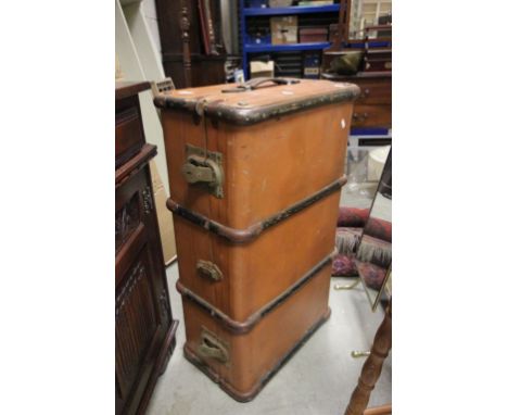 Early 20th century Wooden Bound Travelling Trunk