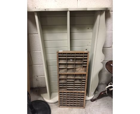 Painted Hanging Shelf and a Wooden Printers Tray