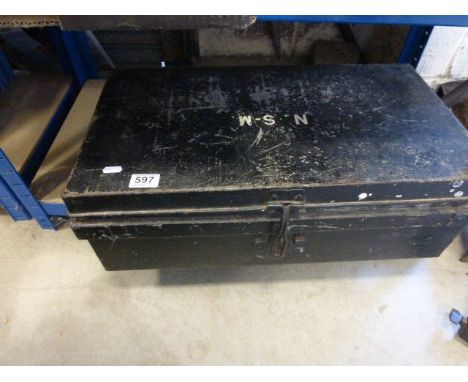 Metal trunk containing tools to include planes,square etc