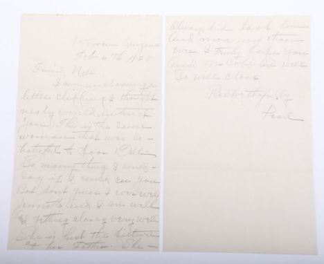 2-PAGE LETTER FROM PEARL STAR. NOTED BROTHEL OWNER AND MADAM, she was the first child Belle Star and her father being possibl