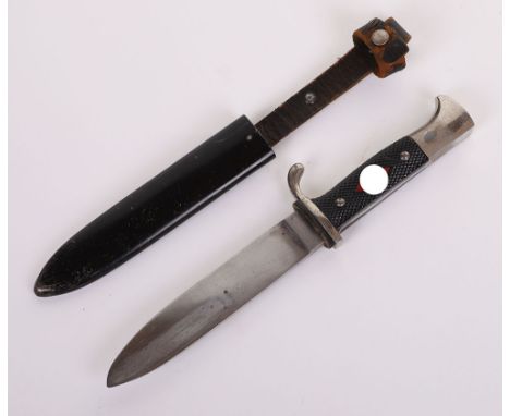 HITLER YOUTH BOYS KNIFE DAGGER, 10” overall, later type w/ no motto, maker is “C. Lutters & Cie. / Solingen / RZM M7/59” w/ l
