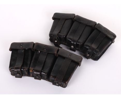 WW2 GERMAN K98 AMMUNITION POUCHES, miss-matched paid or leather K98 ammunition pouches. Both with stampings to the reverse, o