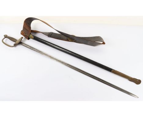 U.S. MODEL 1840 NCO SWORD & CROSS STRAP, ALSO USED BY MARINES, ricasso is mkd. “Emerson & Silver, Trenton N.J.”, the brass ha