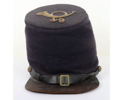 US CIVIL WAR PERIOD UNION 49TH INFANTRY EM BUMMERS CAP, blue wool 7” tall in  the rear w/ 5” tall in the front w / a 5 ½” dia