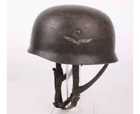 WW2 GERMAN LUFTWAFFE M-38 PARATROOPERS STEEL COMBAT HELMET, good untouched example of a single decal paratroopers combat helm