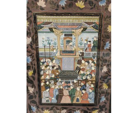 Indian/Mughal School Four court scenes including a scene of Shah Jahan (R.1628-58) court recieving an embassy in the Red Fort