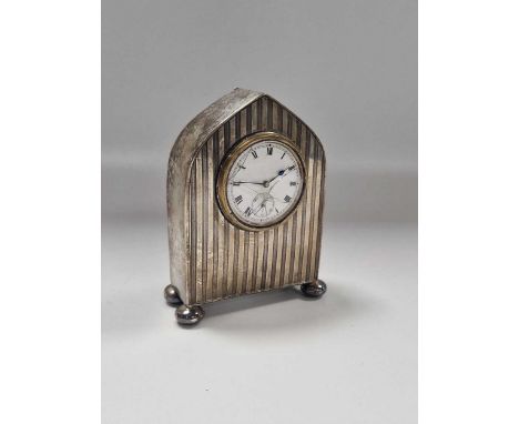 A silver mounted early 20th century dressing table clock