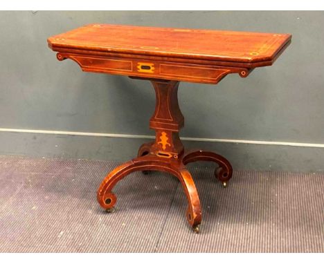 A 19th century Continental card table, 73 x 91 x 45cm (closed)