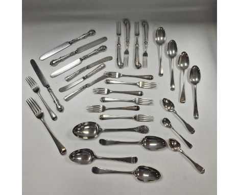 A collection of assorted silver cutlery and flatware, 52.4ozt weighable silver