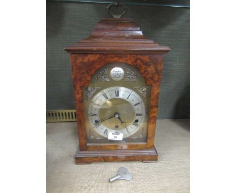 Elliott of London chiming bracket clock with 7 gong movement for Westminster or Whittington, burr walnut case, retailed by Th