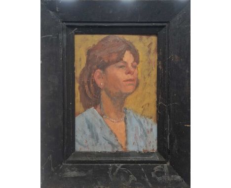 20th century British School Portrait of a lady; the reverse with a nude female studyoil on board35 x 24cm