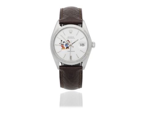 Rolex. A stainless steel manual wind calendar wristwatch with later customised dial featuring Mickey and Minnie MouseModel: O