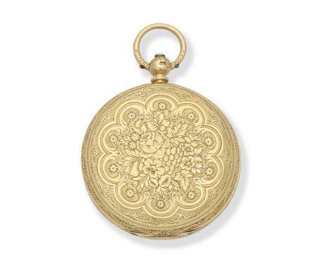 G.F Allen, Market Harborough. An 18K gold key wind open face pocket watchDate: London Hallmark for 1871Movement: Gilt 3/4 pla