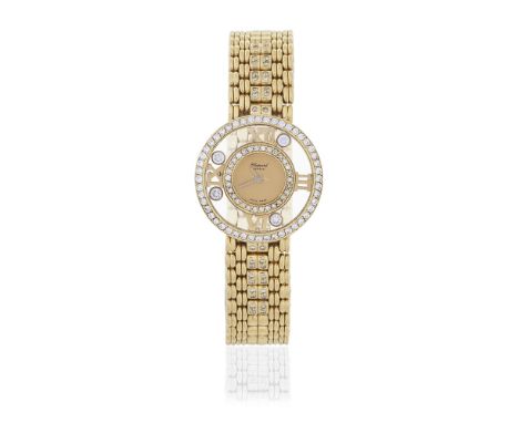 Chopard. A lady's 18K gold diamond set quartz bracelet watchModel: Happy DiamondsReference: 4097Date: Circa 1990Movement: 4-j