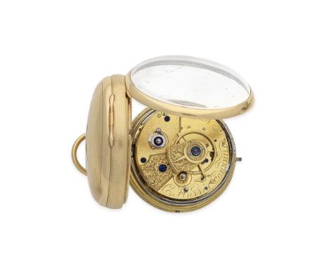 C. Harris, Cornhill. An 18K gold key wind open face half quarter repeating pocket watch with historical interest having been 