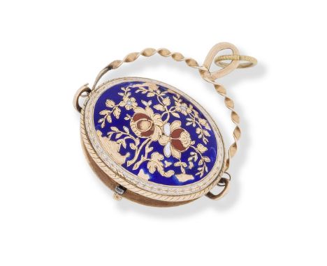 A gilt and enamel key wind concealed watch in the form of a basketDate: Circa 1830Movement: Gilt full plate fusee verge, pier