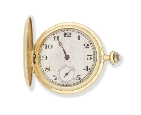 An 18K yellow and white gold keyless wind full hunter pocket watch with enamel decorationDate: London Import mark for 1927Mov