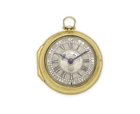 George Clarke, London. A gilt metal key wind pair case pocket watchDate: Early 18th century and laterMovement: Gilt full plat