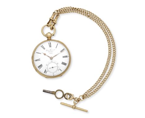 John Forrest, London. An 18K gold key wind open face pocket watchDate: London Hallmark for 1868Movement: Gilt full plate Engl