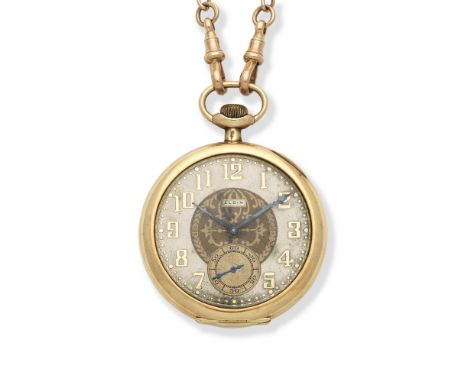 Elgin. A 14K gold keyless wind open face pocket watchDate: Circa 1920Movement: Jewelled Swiss lever, cut and compensated bi-m