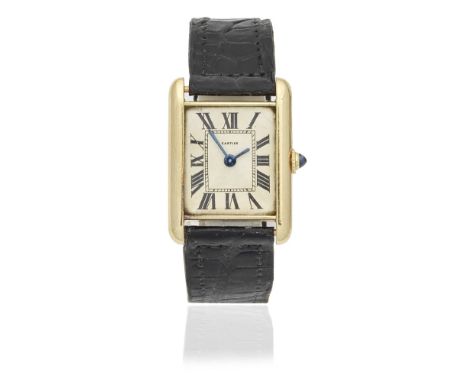 Cartier. An 18K gold manual wind rectangular wristwatchModel: TankDate: London Hallmark for 1960Movement: 17-jewel Cal.458/3B