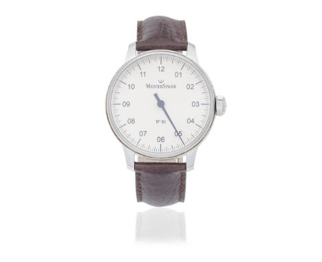 MeisterSinger. A stainless steel manual wind wristwatchModel: No.1Date: Circa 2010Movement: 17-jewel ETA Cal.2801-2 manual wi