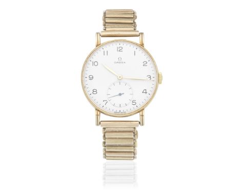 Omega. A 14K gold manual wind bracelet watchDate: Circa 1940Movement: 15-jewel Cal.30T2 manual wind, No.10650301Dial: Silvere