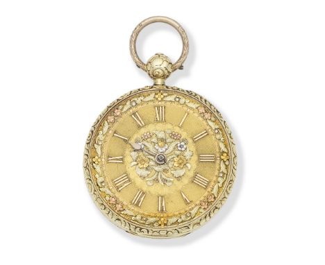 An 18K gold key wind open face pocket watchDate: Chester Hallmark for 1829Movement: Gilt full plate English lever, 3-arm bala