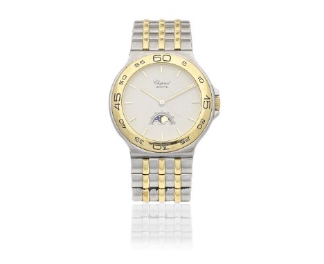Chopard. A stainless steel and gold quartz bracelet watch with moon phaseModel: Monte-CarloReference: 55/8110Date: Circa 1990