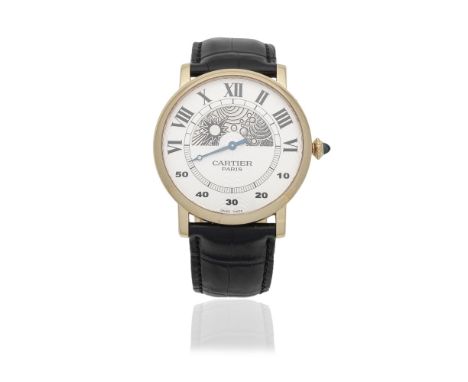 Cartier. An 18K rose gold manual wind wristwatch with retrograde minutes and day/night indicationModel: Collection Privée, Ro