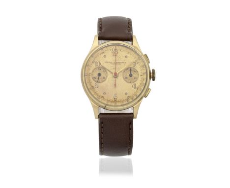 Baume &amp; Mercier. An 18K gold manual wind chronograph wristwatchDate: Circa 1940Movement: 17-jewel manual windDial: Champa