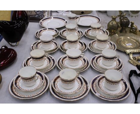 A LARGE QUANTITY OF VINTAGE CUPOS, SAUCERS AND SIDE PLATES PLUS TWO CAKE PLATES AND A CREAM JUG