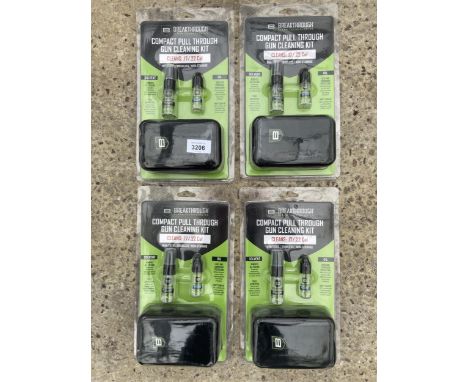 FOUR NEW AND PACKAGED BREAKTHROUGH COMPACT PULL THROUGH GUN CLEANING KITS