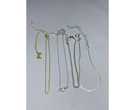 FOUR VARIOUS MARKED SILVER BRACELETS TO INCLUDE A GOLD PLATED EXAMPLE