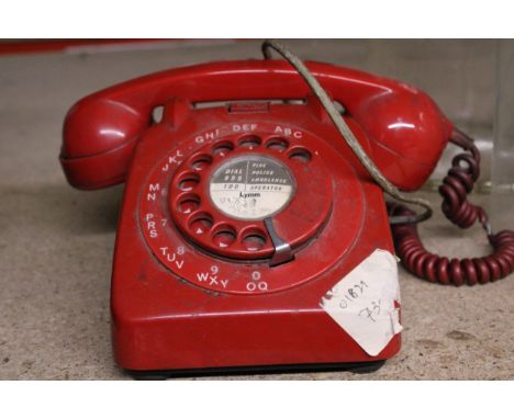 A VINTAGE RED 1960'S GPO ROTARY TELEPHONE