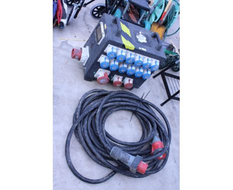 A INDUSTRIAL MULTI PORT JUNCTION BOX COMPLETE WITH ARMOURD CABLE BELIEVED IN WORKING ORDER BUT NO WARRANTY