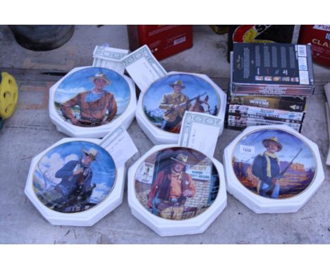 A COLLECTION OF CERAMIC ROBERT TANENBAUM COLLECTORS PLATES AND AN ASSORTMENT OF WESTERN FILM DVDS
